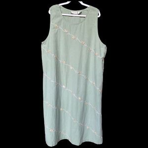 Lemon Grass Dress Womens Size 2XL Maxi Applique Embroidered Sleeveless Cotton